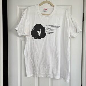 Supreme White Tee with Black Portrait Graphic